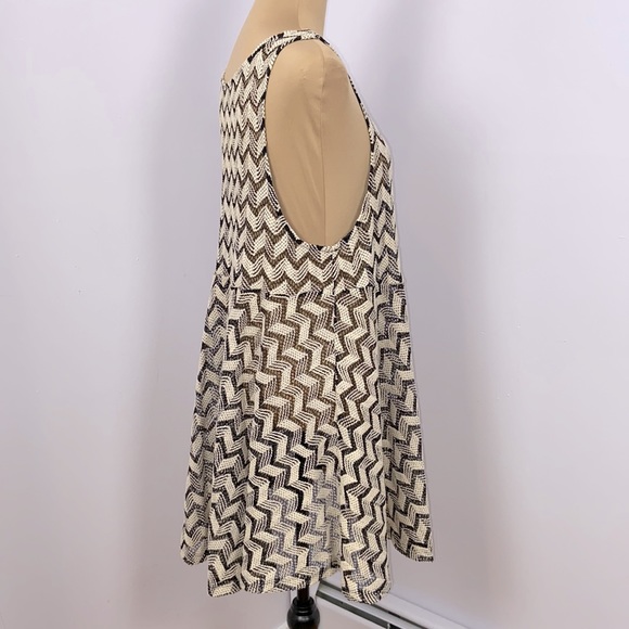 Free People Dizzy Daydream Sleeveless Chevron Knit Fit Flare Mini Dress Size M - Picture 9 of 13